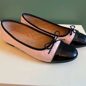 French Sole Quilted Ballet Flats Bow 7.5